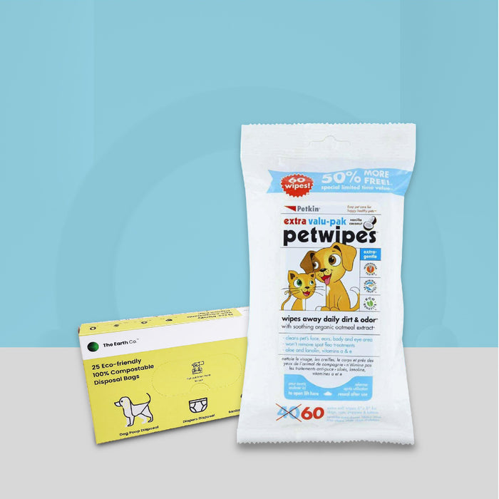 Pet wipes & Eco Friendly Poop Bags Combo