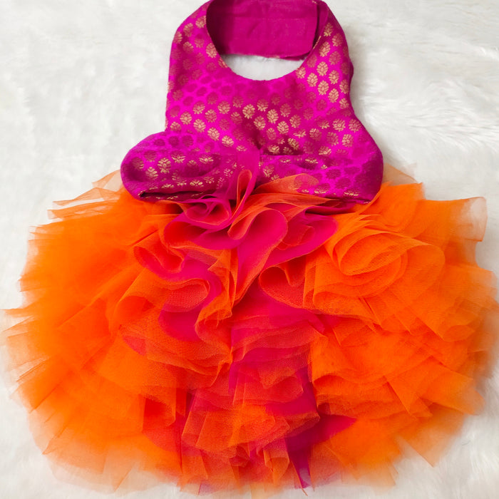 Hot Pink and Orange Festive Dress for Dogs