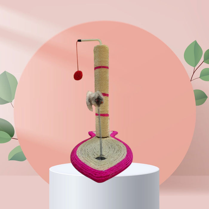 Cat Scratching Post with Toys - Pink (Eco-friendly)