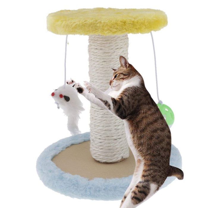 Cat Scratching Post with Toys - Blue (Eco-friendly)